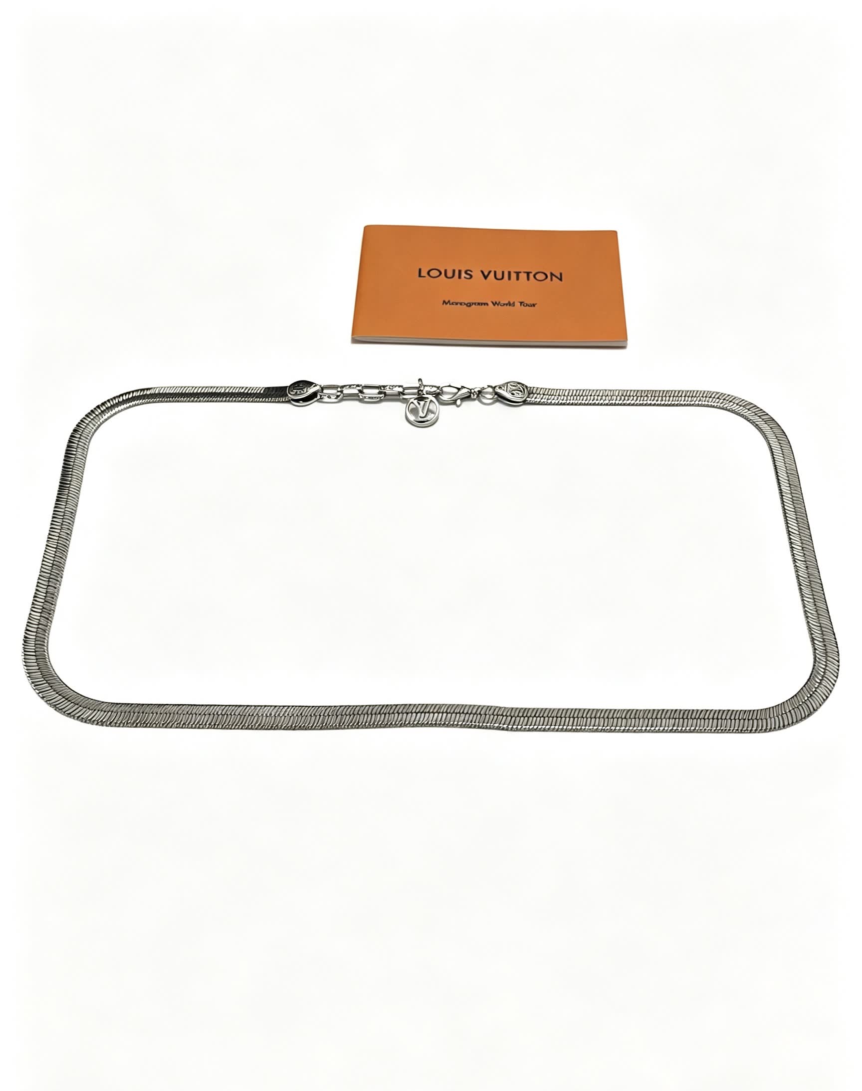 Louis Vuitton Silver Tone Chain Link Choker Necklace